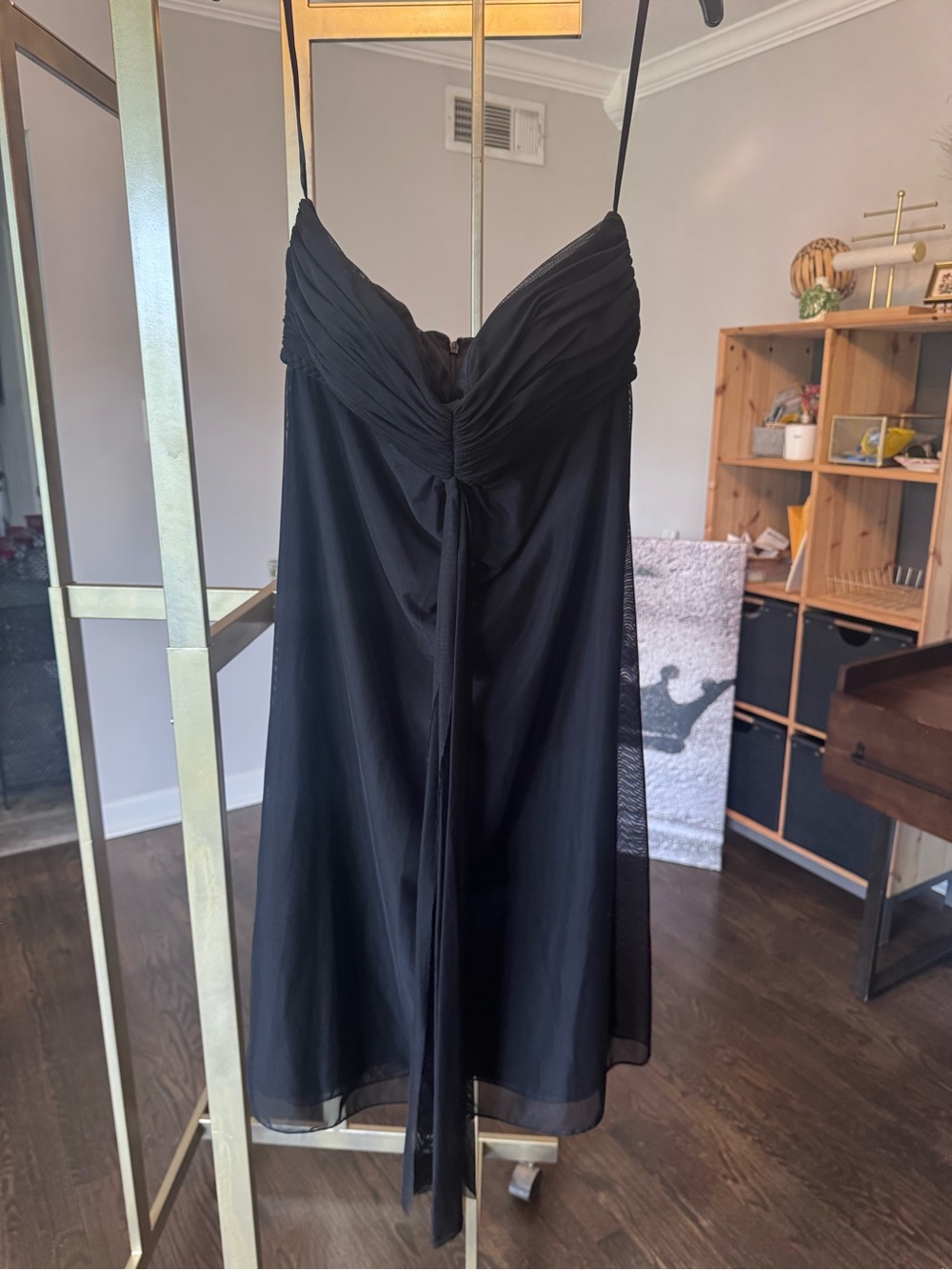 White House Black Market Black Strapless Twist-Detail Midi Dress
